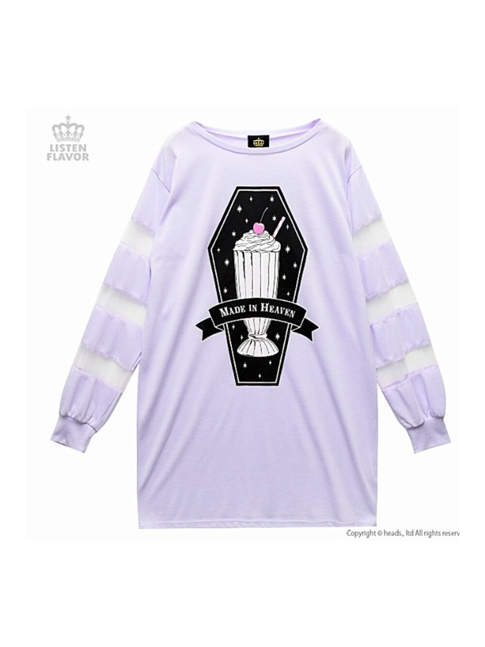 LISTEN FLAVOR Harajuku kawaii Heavenly Milkshake Striped Cut and Sew top - Picture 2 of 6